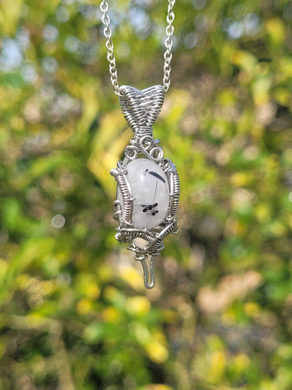 Tourmalinated Quartz Wire Wrapped Pendant
