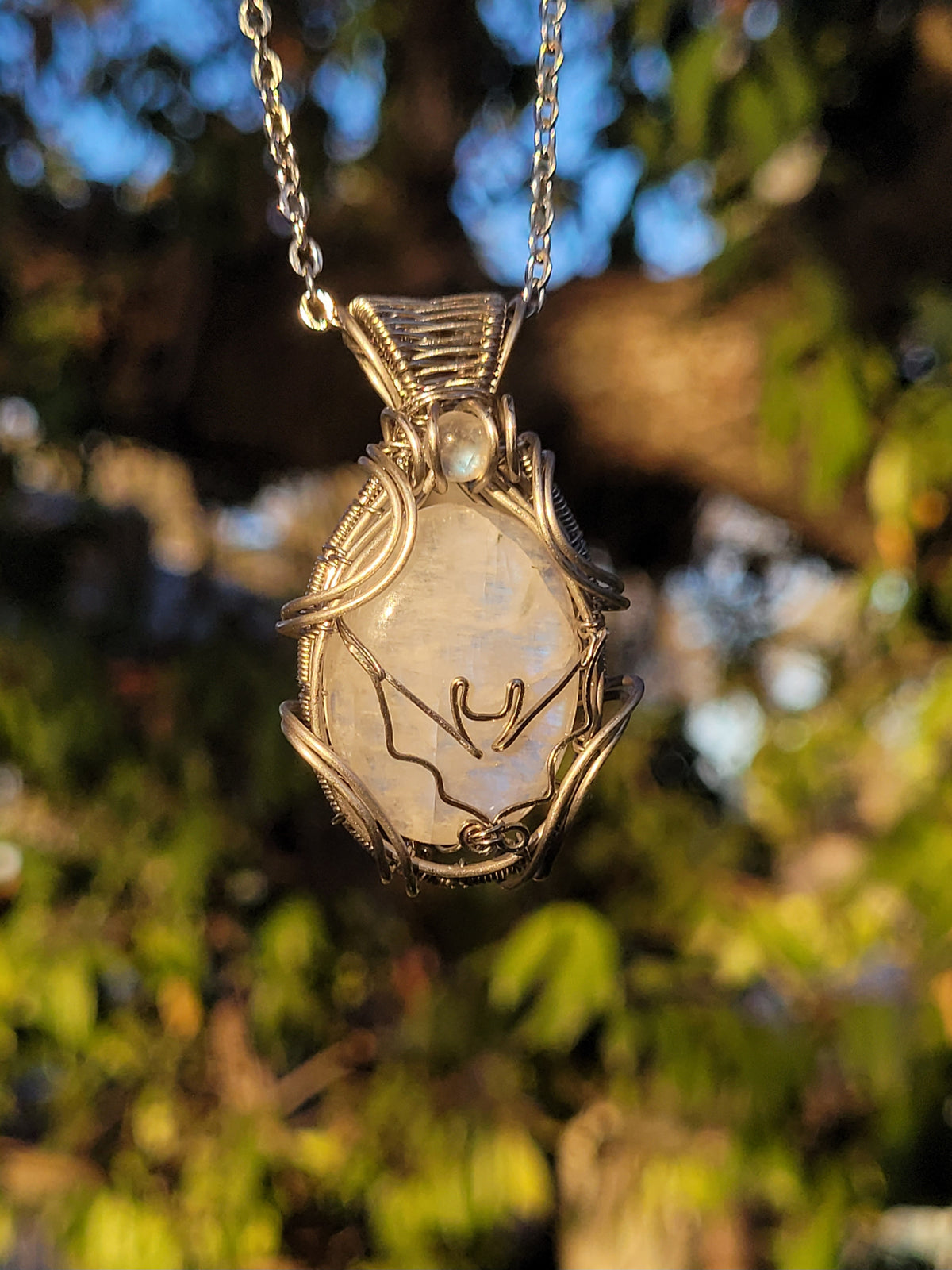 Moonstone Bat Pendant