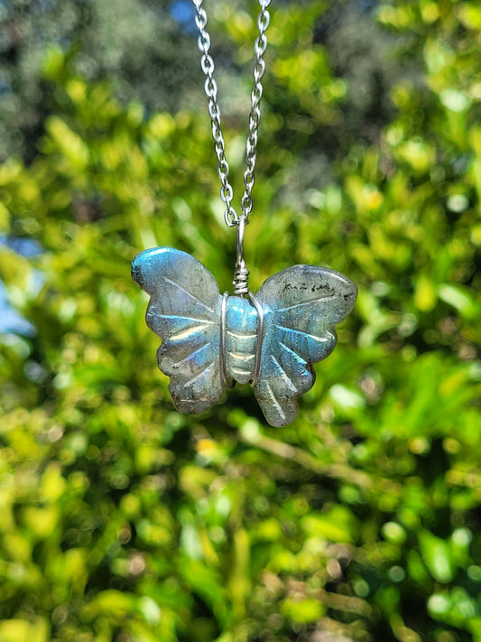 Labradorite Butterfly Wire Wrapped Pendant
