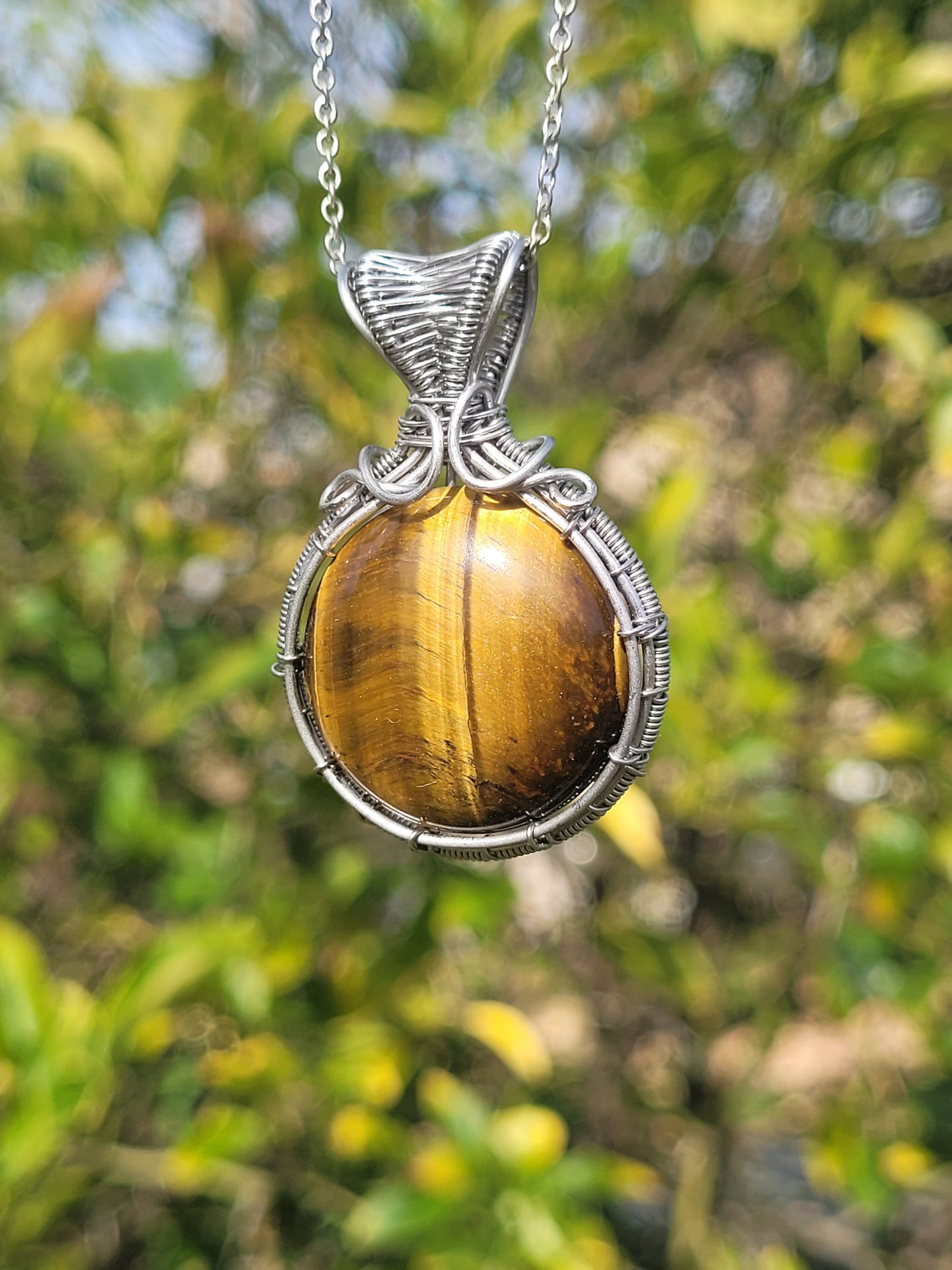 Tiger Eye Wire Wrapped Pendant