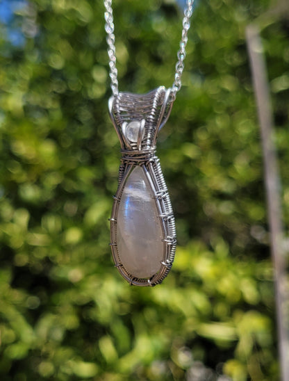 Belomorite Moonstone Wire Wrapped Pendant