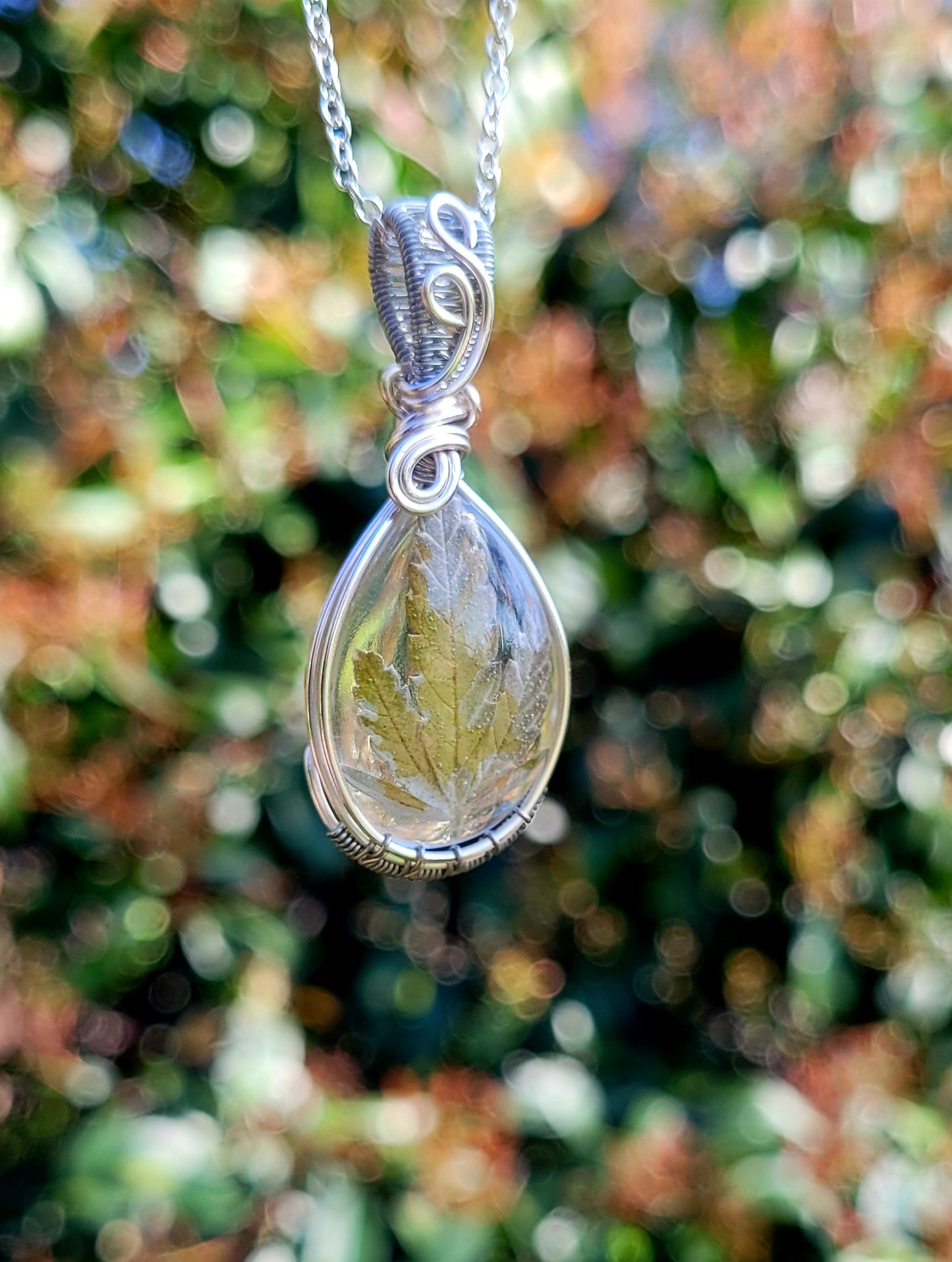 Cannabis Leaf Wire Wrapped Pendant
