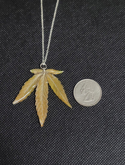 Preserved Cannabis Leaf Pendant