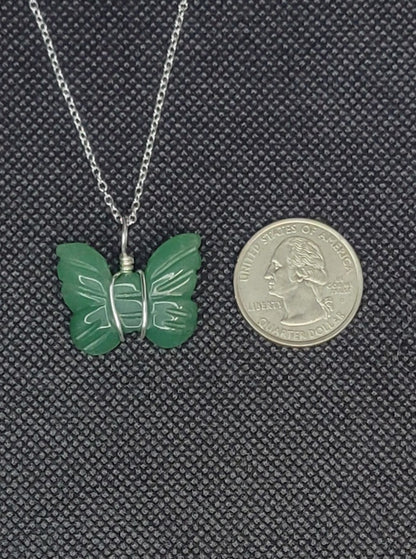 Green Aventurine Butterfly Wire Wrapped Pendant